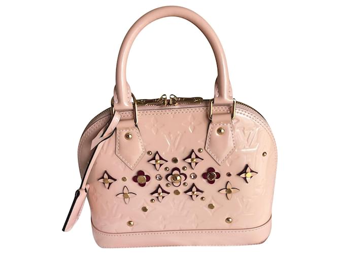 Louis Vuitton Alma BB Pink Flower Cuir vernis Rose  ref.393453