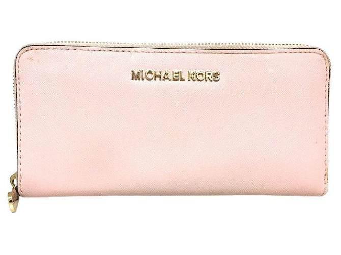 Michael Kors Jet Set Travel Large Trifold Wallet Pink Grapefruit Leather -  Walmart.com