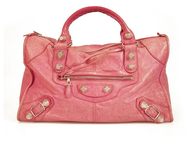 Classic Pink Giant 12 Silver City Large Bag leather handbag with strap ref.393853 - Joli Closet