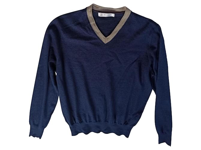 Brunello Cucinelli Sweaters Blue Silk Cashmere  ref.393945