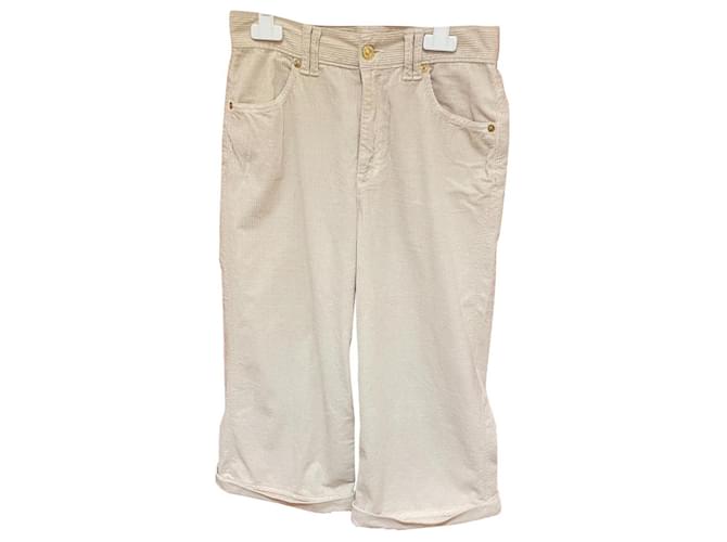 7 For All Mankind Pants, leggings Cream Cotton Elastane  ref.393961