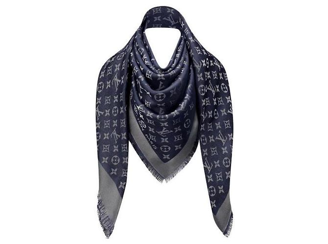 Louis Vuitton Sciarpe di seta Blu Blu scuro