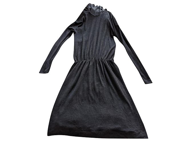 Brunello Cucinelli Cashmere Kleid Dunkelgrau Anthrazitgrau