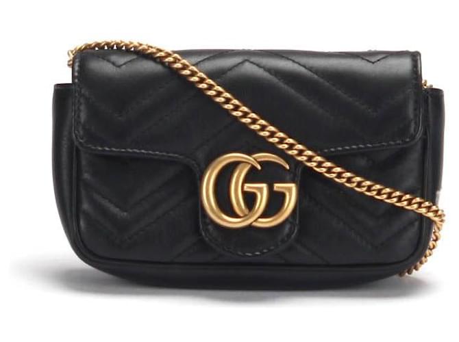 Gucci Calfskin Matelasse Super Mini GG Marmont Shoulder Bag