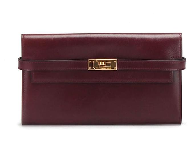 Hermès Hermes Kelly Classic Wallet in maroon calf leather leather Brown ...