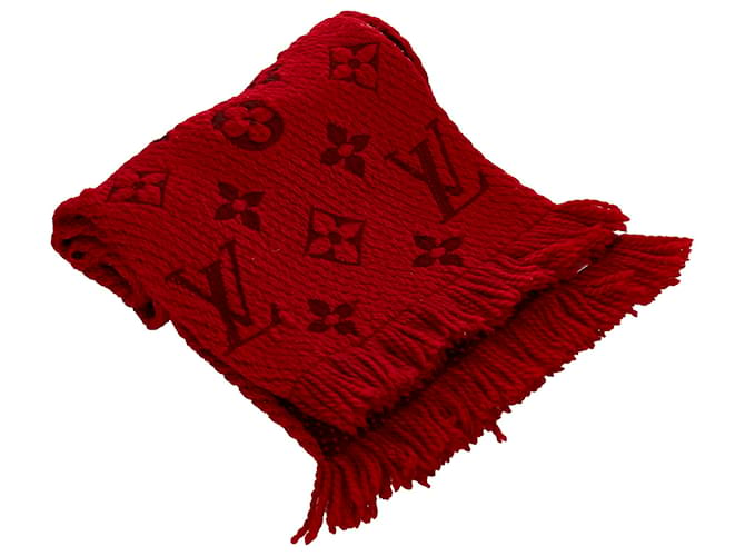 Lenço de lã Louis Vuitton Red Logomania Vermelho Seda Pano  ref.394242