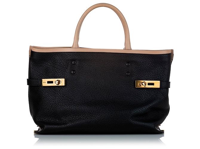 Chloé Chloe Schwarze Charlotte Shopper aus Leder