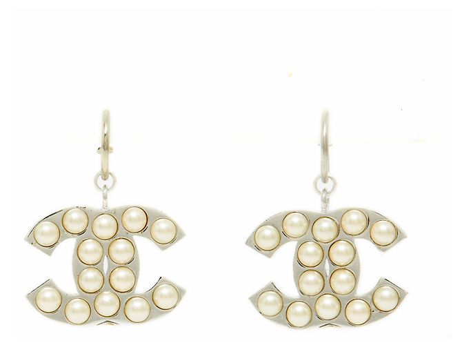 Chanel MAXI CC PEARLS ON HOOPS Prata