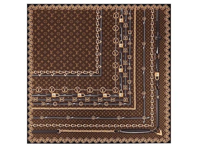 Louis Vuitton FOULARD MONOGRAM FOREVER black Brown Silk  ref.394926