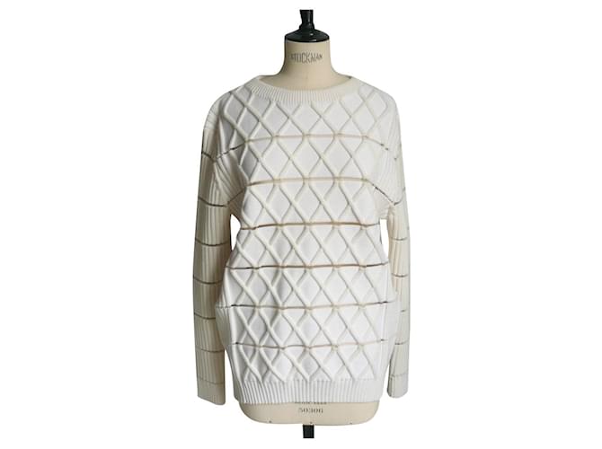 KENZO White ecru sweater mint condition TM Eggshell Cotton Polyamide  ref.394955