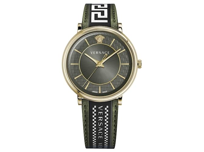 Versace V-Kreis Armbanduhr Golden Metallisch  ref.394977
