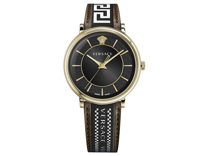 Versace V-Circle Strap Watch Golden Metallic  ref.395012