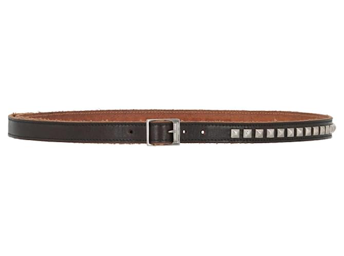 Saint Laurent Studded Leather Thin Belt Black ref.395028 - Joli Closet