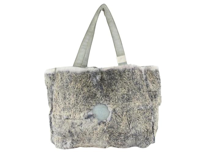 Chanel Grey Fur Rabbit Lapin Tote Bag  ref.395067