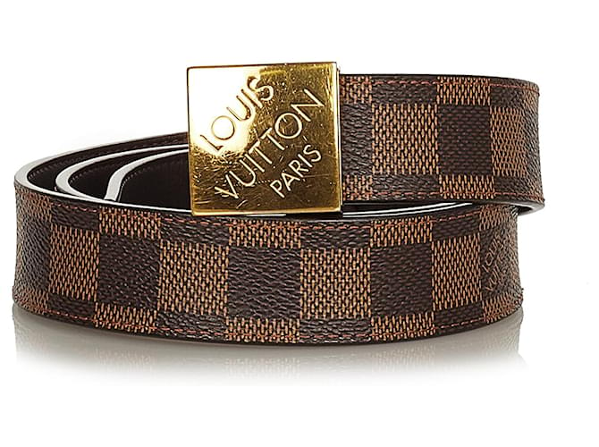 Louis Vuitton Brown Damier Ebene Saint Tulle Belt Golden Cloth Metal  ref.395164 - Joli Closet