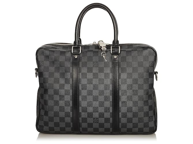 Louis Vuitton Black Damier Graphite Porte Documents Business MM Cloth  Pony-style calfskin ref.915389 - Joli Closet
