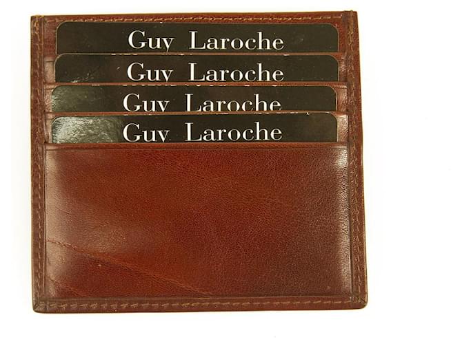 Guy Laroche Tarjetero para tarjetas de crédito comercial unisex de piel marrón Nuevo con estuche Castaño Cuero  ref.395331