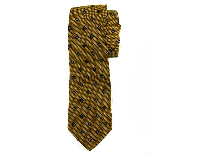 Les Copains 100% Cravatta da uomo classica in seta oro blu con cravatta D'oro
