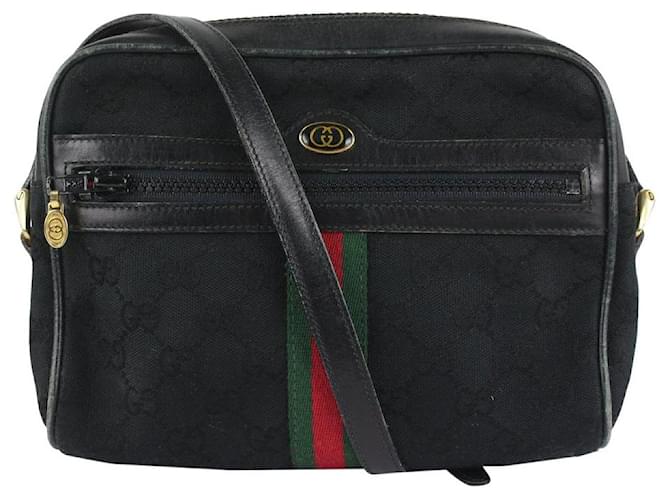 Gucci Black Monogram GG Web Ophidia Crossbody Bag 4GG1013 Leather  ref.395430