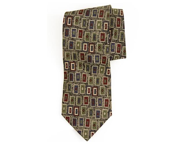Autre Marque Tiziana Bozzi 100% Gravata de gravata masculina de gravata cinza de seda verde azul vermelho art Multicor  ref.395451