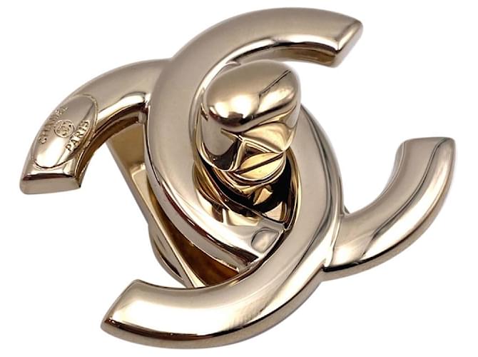 CHANEL original CC turnlock Gold clasp Golden Steel  ref.395600