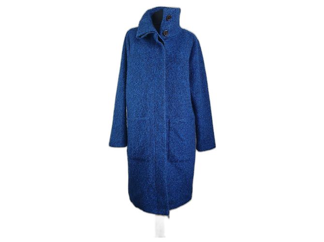Ganni Washington St. Coat Blue Wool Blend