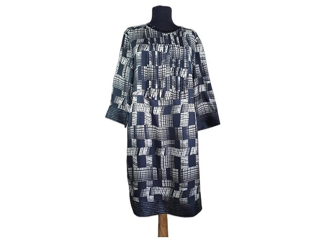 Max Mara Studio Seidenkleid schwarz weiß mehrfarbig Mehrfarben