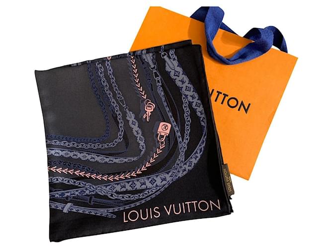 Foulard en soie Louis Vuitton Bleu  ref.395711