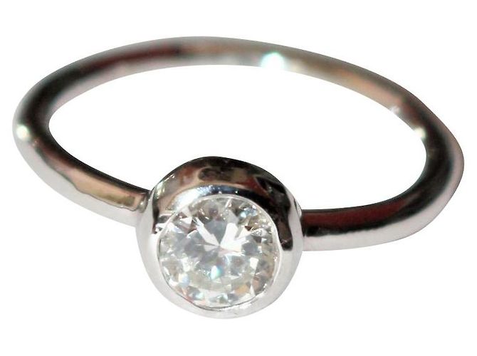 Autre Marque Diamant Solitärring aus Weißgold 18k 0,52 ct Größe 52 Silber