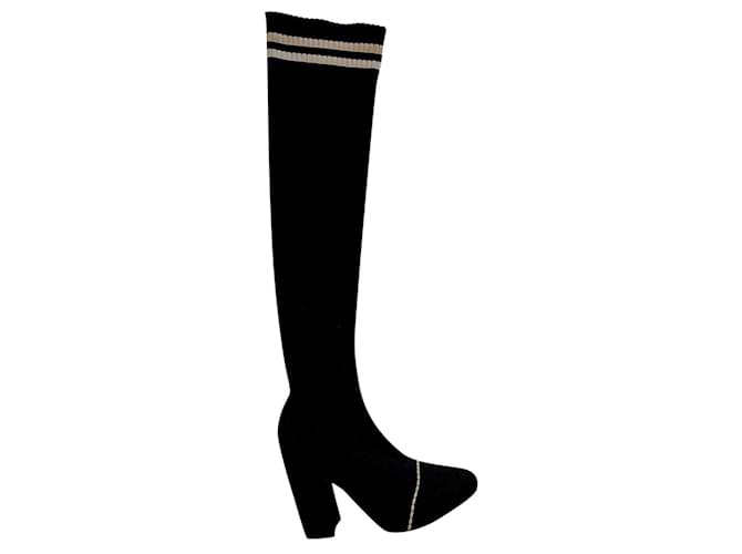 Tabitha Simmons Knee-High fashion Boots. Black Cloth  ref.395787
