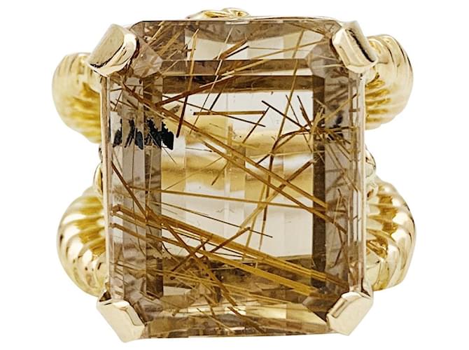 inconnue Yellow gold and quartz angel hair ring.  ref.395792