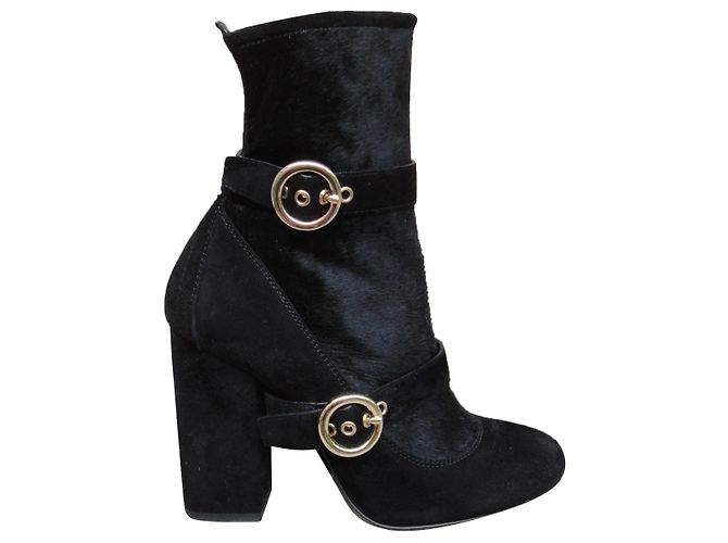 Lanvin Black Deerskin Ankle Boots Size 37