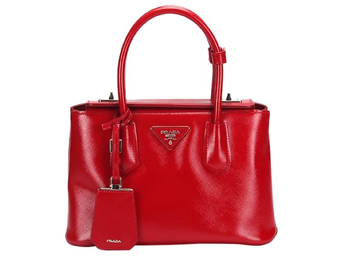 Prada Saffiano Vernice Tote in Red