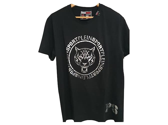 Philipp Plein T-Shirt Plein Sport Coton Noir Vert Bijouterie argentée  ref.396039