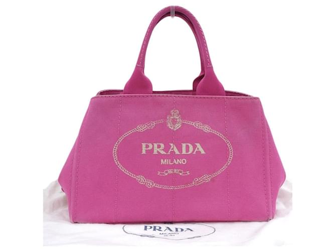 [Usato] PRADA Kanapat Tote MM Tote Bag Canvas Rosa Tela  ref.396096