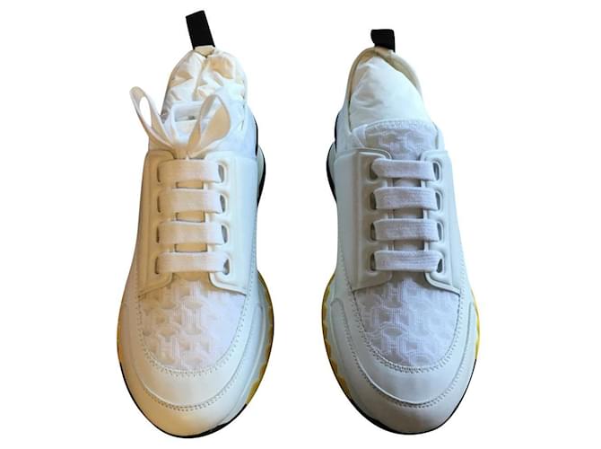 Hermès Stadium model sneakers White Leather  ref.396128