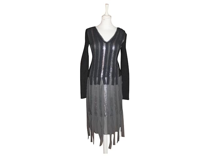 Complete with Alberta Ferretti Grey Dark grey Silk Wool  ref.396168