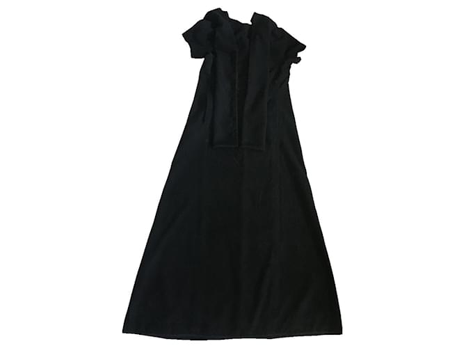 Robe longue en laine noire Yohji Yamamoto  ref.396208