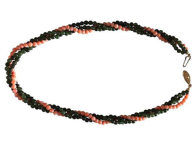 Autre Marque Collana di perle Lucoral Corallo Rosa e Malachite