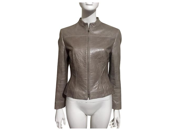 Marc Cain Leather jacket with 2 way zip