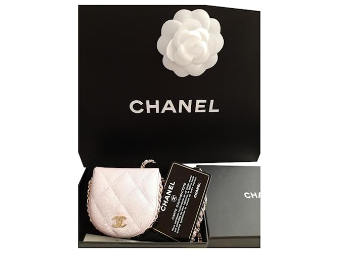 2021 Mini carteira Chanel com corrente Rosa Couro  ref.396238