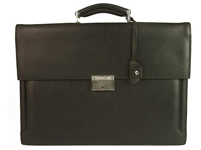 Cerruti 1881 Black Leather Men’s Briefcase Go to Work Office Bag Handbag  ref.396450