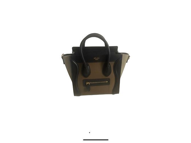 Luggage Céline Borsa da viaggio Nano con tracolla Marrone Nero Taupe