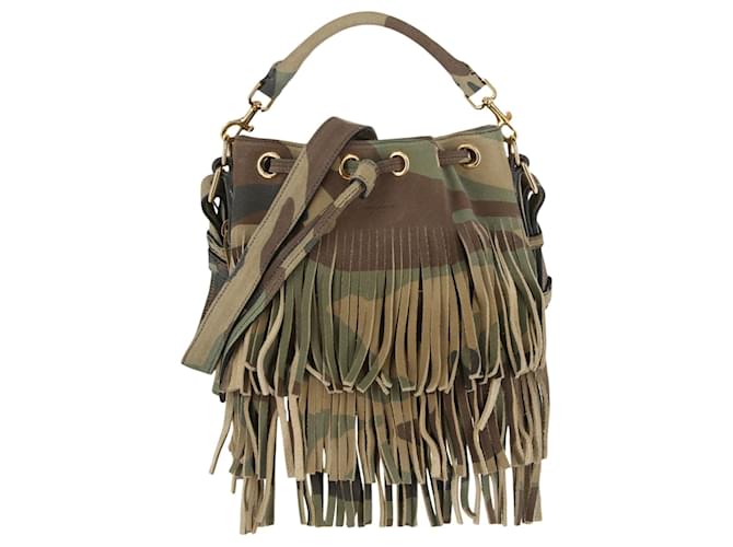 Saint Laurent Emmanuelle Fringe Shoulder Bag Green  ref.396751