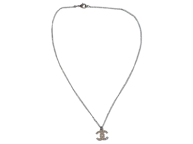 Chanel CC necklace Silvery Metal  ref.396773