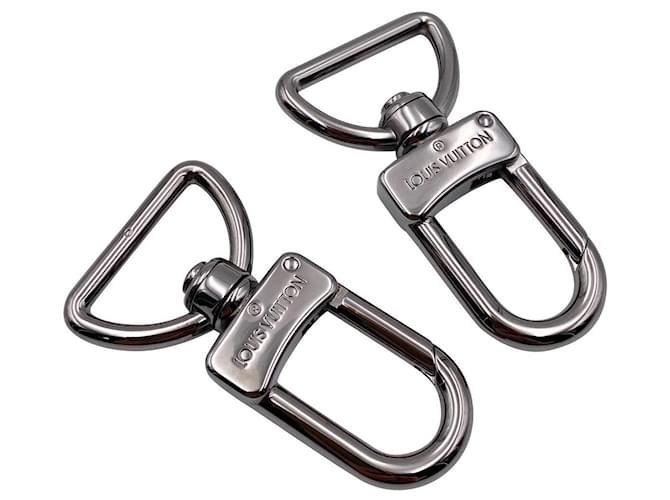 2 Carabiner Louis Vuitton maxi size carabiners Silvery Steel  ref.397003