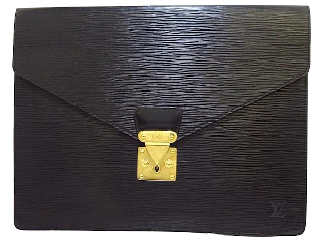 Louis Vuitton Porte Documents Black Leather  ref.397047