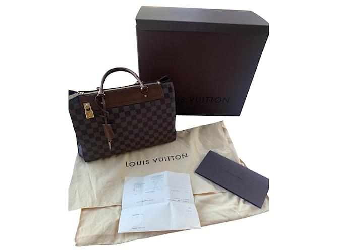 Louis Vuitton Checkered Greenwich Brown Leather ref.397123 - Joli