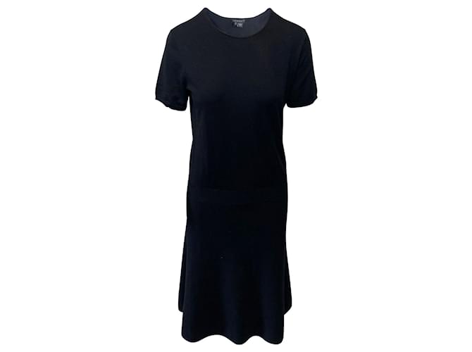 Theory T-Shirt Midi Dress in Black Wool  ref.397355