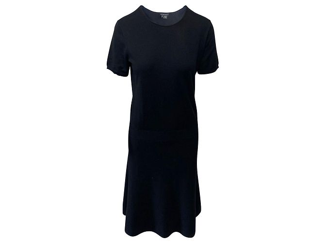 Theory T-Shirt Midikleid aus schwarzer Wolle